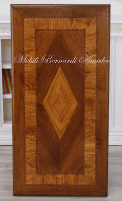 Rectangular coffee table - detail of the walnut top inlaid with olive wood